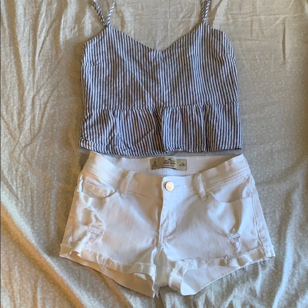 Hollister White Denim Shorts